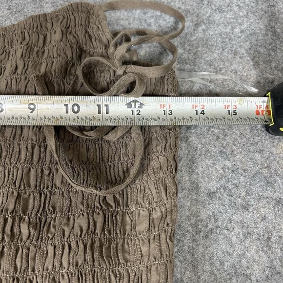 American Eagle Bella Jumpsuit Small Wide Leg Brown Striped Cotton Tie Straps - Picture 3 of 11